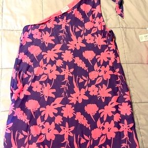 Pink Lily Purple floral one shoulder dress